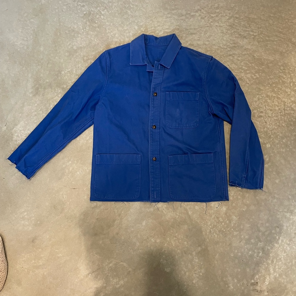 Heavy canvas blue cutoff chore coat